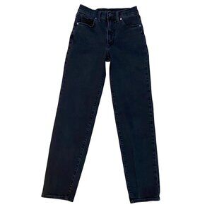 Silver Jeans Co Black Dad Jeans High Rise Straight Leg Recycled Denim 24 eco res